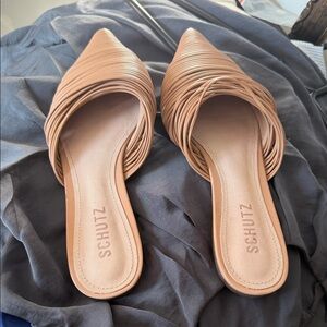 SCHUTZ Women's Beige Textured Mules